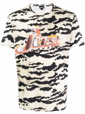 Just Cavalli tiger-print logo T-shirt - Neutrals