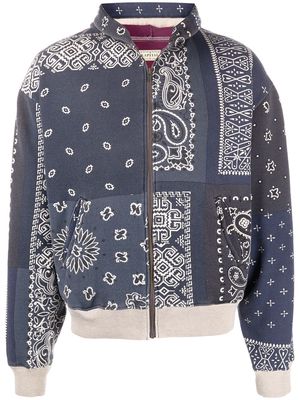 Kapital fleece bandana-print zipped hoodie - Blue