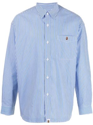 A BATHING APE® striped button-up shirt - Blue