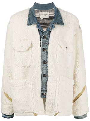 Greg Lauren X-pattern sherpa jacket - IVORY