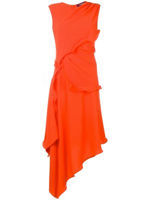 Sies Marjan Helena ruffle trim asymmetric dress - Orange