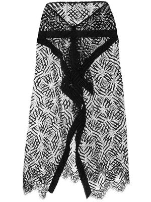 Michelle Mason sheer lace skirt - Black