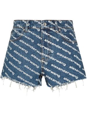 Alexander Wang Bite logo print denim shorts - Blue