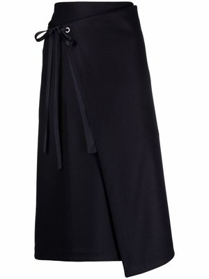 Jil Sander tie-waist wool wrap skirt - Black