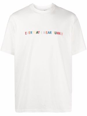 Sunnei slogan-embroidered cotton T-shirt - White
