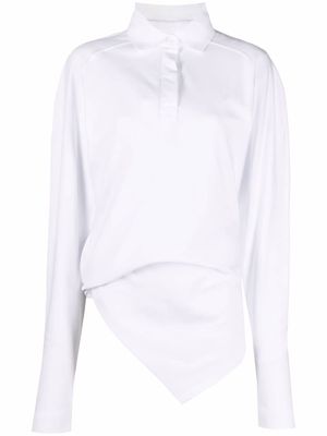 The Attico asymmetric-hem long-sleeve polo shirt - White