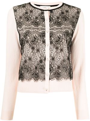 Onefifteen floral-lace appliqué cardigan - Pink
