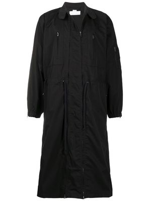 Random Identities drawstring double-zip coat - Black