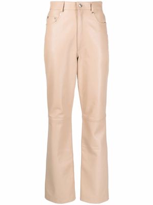 Manokhi leather wide-leg trousers - Neutrals