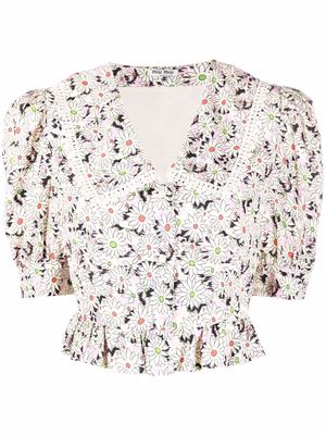 Miu Miu floral short-sleeve blouse - Neutrals