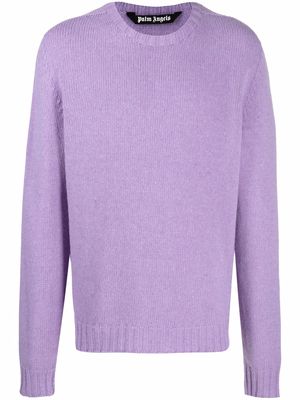 Palm Angels intarsia-knit logo long-sleeve jumper - Purple