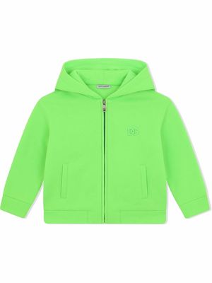 Dolce & Gabbana Kids zip-front logo hoodie - Green