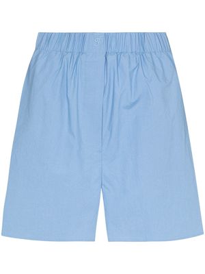 Frankie Shop logo-embroidered organic cotton shorts - Blue