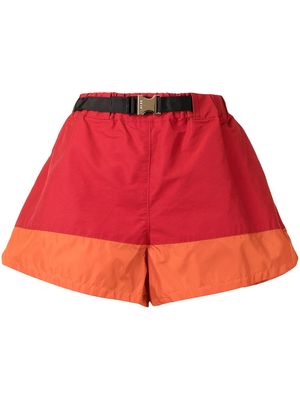 sacai colourblock wide-leg shorts - Red