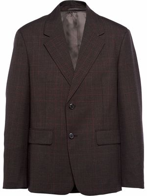 Prada prince of wales-pattern single-breasted wool blazer - Brown