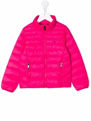 Ralph Lauren Kids embroidered-logo padded jacket - Pink