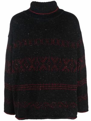 Dries Van Noten Pre-Owned 1990s intarsia-knit roll-neck jumper - Black