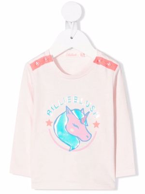 Billieblush unicorn logo print T-shirt - Pink