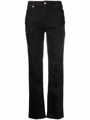 Just Cavalli distressed straight-leg trousers - Black