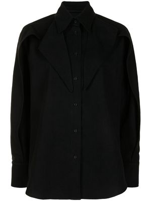 Maticevski pointed-collar frilled-trim shirt - Black
