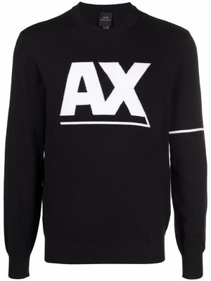 Armani Exchange logo crew-neck jumper - Black