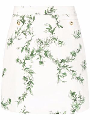 Giambattista Valli floral-print high-waisted skirt - White