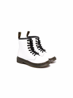 Dr. Martens Kids 1460 patent-leather ankle boots - White