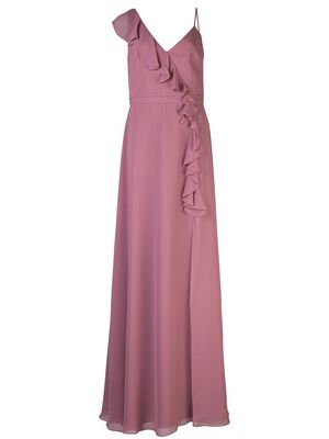 Marchesa Notte Bridesmaids ruffle trim bridesmaid gown - Purple