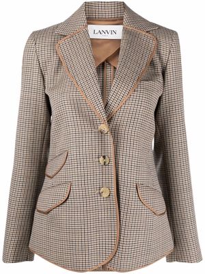 LANVIN check wool single-breasted blazer - Brown