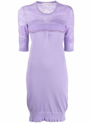 Stella McCartney lace-panel short-sleeve dress - Purple