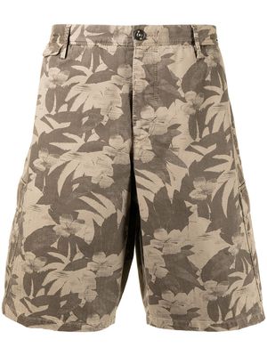 Pt01 leaf-print bermuda shorts - Brown