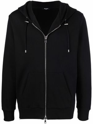 Balmain logo-embellished zipped hoodie - Black