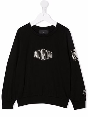 John Richmond Junior logo-embroidered cotton sweatshirt - Black