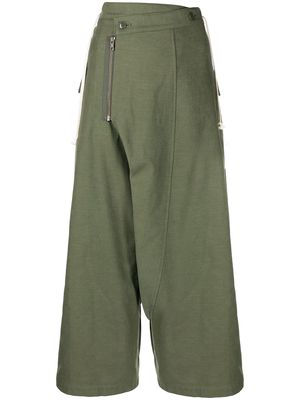 Yohji Yamamoto wide leg cropped trousers - Green