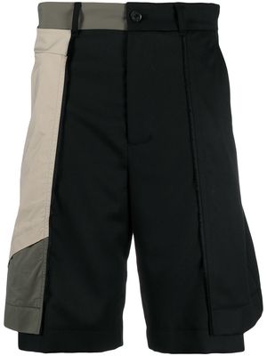 Feng Chen Wang Panelled wool-blend Bermuda shorts - Black