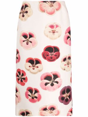La DoubleJ pansy floral-print pencil skirt - Neutrals