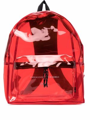 UNDERCOVER logo print transparent backpack - Red