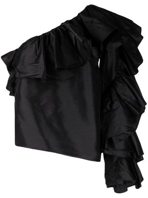 Marques'Almeida asymmetric one-shoulder silk top - Black