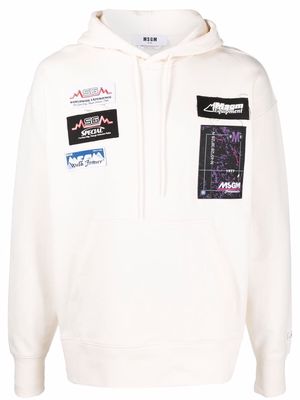 MSGM Equipment logo patch cotton hoodie - Neutrals