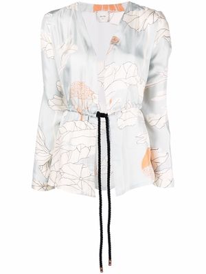 Alysi tie-front silk jacket - Neutrals