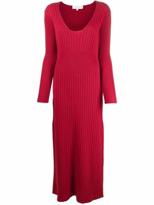 AMI AMALIA scoop-neck merino-knit dress - Red