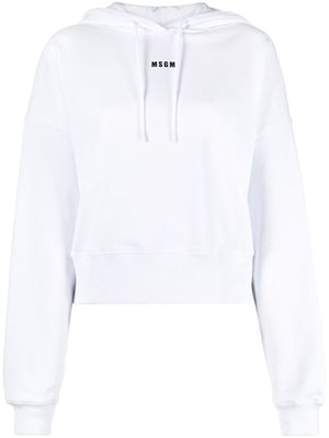 MSGM logo-print drawstring hoodie - White