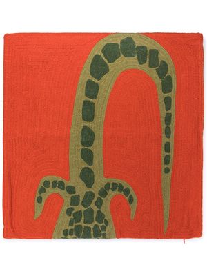 Cold Picnic crocodile knitted cushion - Orange