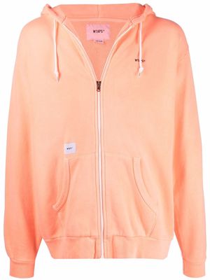 WTAPS logo-embroidered zip-up hoodie - Orange