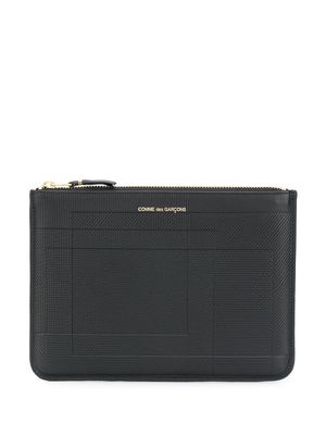 Comme Des Garçons Wallet logo zipped clutch bag - Black