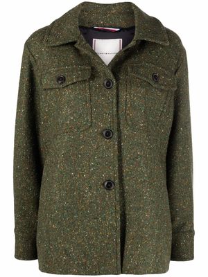 Tommy Hilfiger speckled button-up shirt jacket - Green