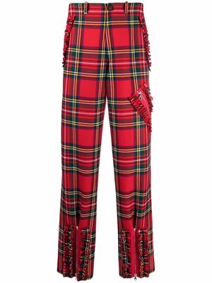 Molly Goddard tartan-check straight-leg trousers - Red
