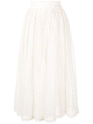 ZIMMERMANN Super Eight butterfly-lace midi skirt - White