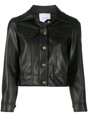 Patou cropped leather-look jacket - Black