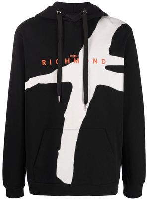 John Richmond logo-print long-sleeved hoodie - Black